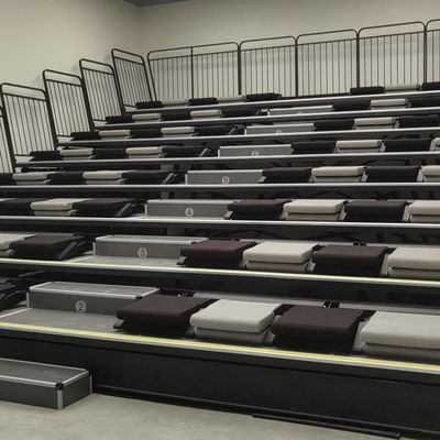 স্টুডিও মিটিং রুমের জন্য পিপি উপাদান প্রত্যাহারযোগ্য ব্লিচার সিটিং রিয়ার ফোল্ডিং