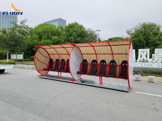 ভালো দাম ফুটবল দলের জন্য চাকা সহ EN 13501 সার্টিফাইড ফায়ার-রিটার্ডেন্ট চামড়ার বহনযোগ্য বেঞ্চ আশ্রয় অনলাইন